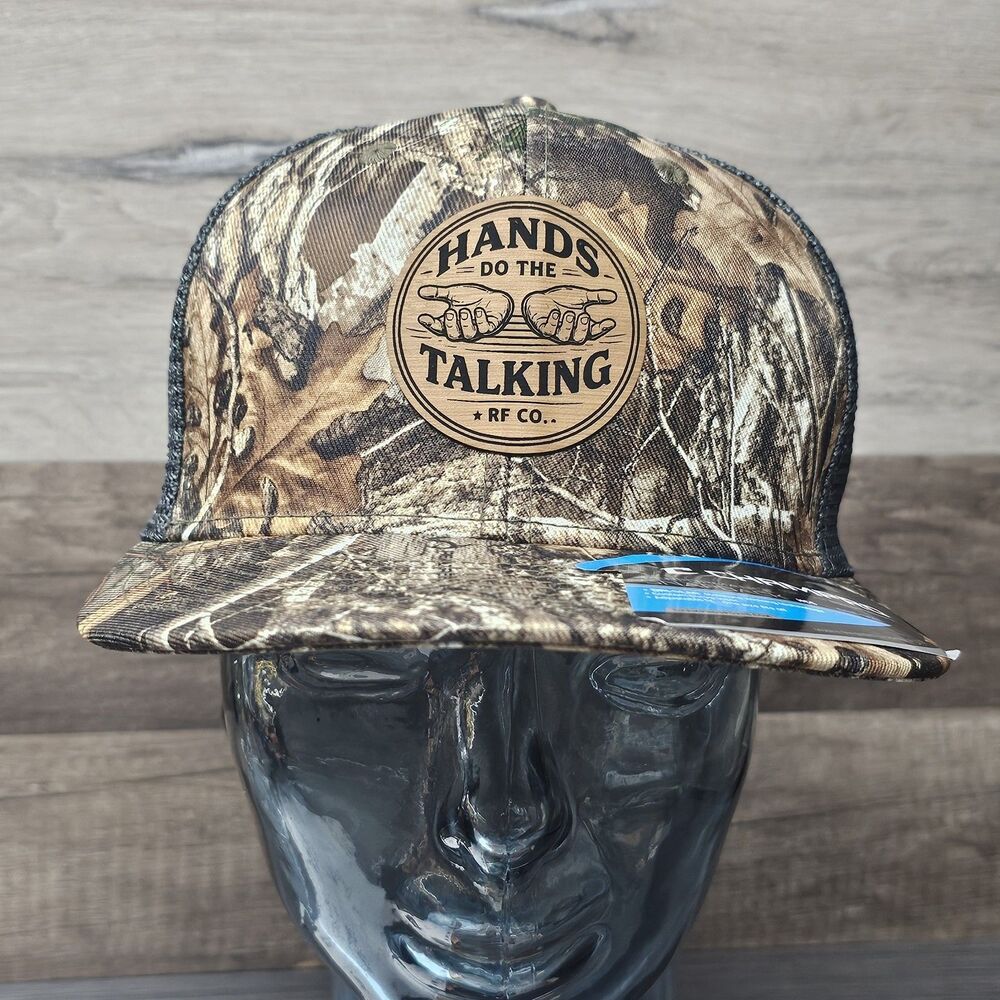 HANDS Do The TALKING Rf Co Trucker Snapback Hat Realtree Camo Round Patch Skull